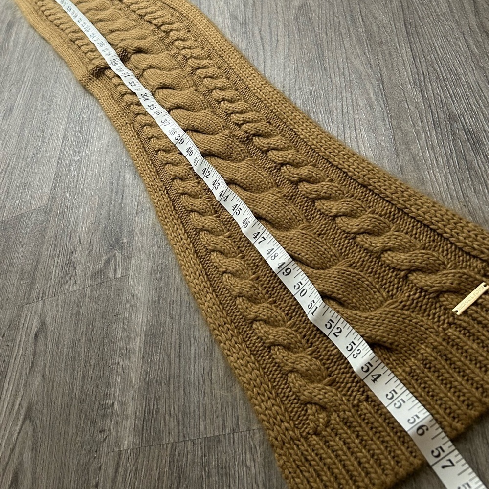 Michael Kors Camel Cable Knit Winter Scarf Tan Chunky Knit Logo - Picture 5 of 6